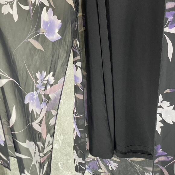 CONNECTED APPAREL Women's Grape Floral-Print Sleeveless Chiffon Overlay Dress - Picture 7 of 14